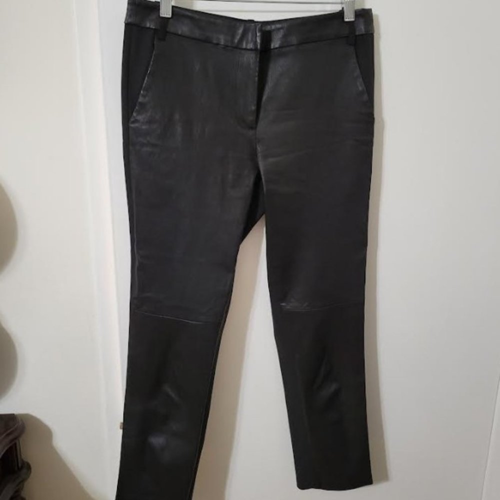 TIBI Collection Stretch Leather/Wool Cropped Pants. Good condition. SZ 4/ 27"